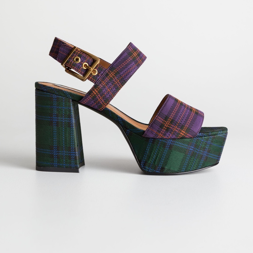 & Other Stories Plaid Platform Sandals - 8.5